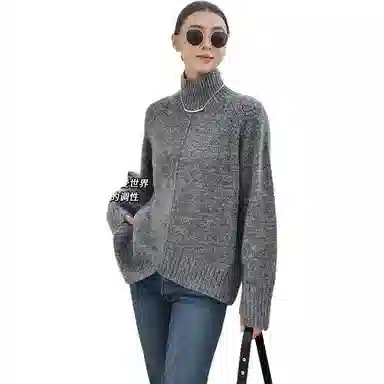 美洋 真丝羊绒混纺不规则花纱毛衣 女款