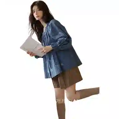 谜秀 绣花木耳边领系带衬衫 女款