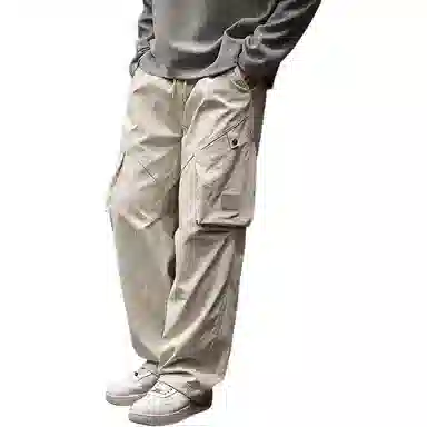 路杰邦 复古水洗春秋季纯色中腰工装裤 男款