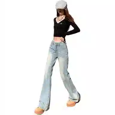 淑好百 低腰微喇叭秋季牛仔裤 女款