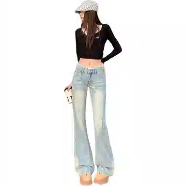 淑好百 低腰微喇叭秋季牛仔裤 女款