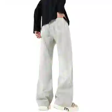 王者荣耀 美式复古水洗做旧直筒裤宽松舒适青少年高颜值休闲百搭时尚牛仔裤 标语款 男女同款