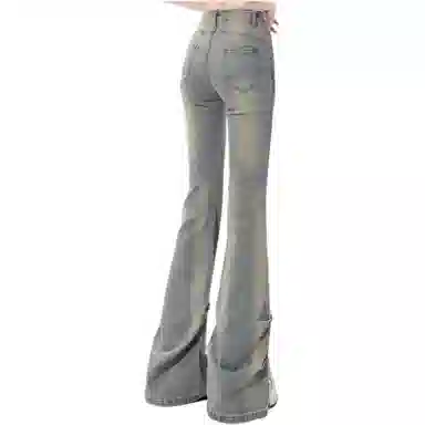 小卷要加油 高腰适中修身喇叭牛仔裤 女款