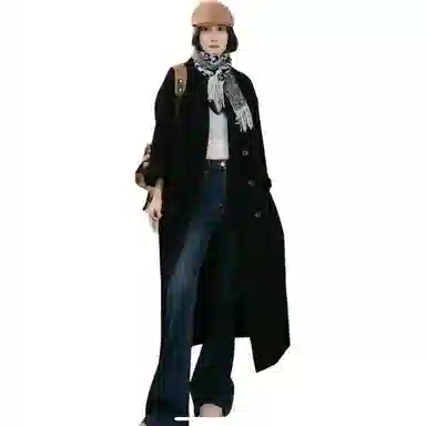 美洋 全羊毛双排扣双面呢大衣 女款