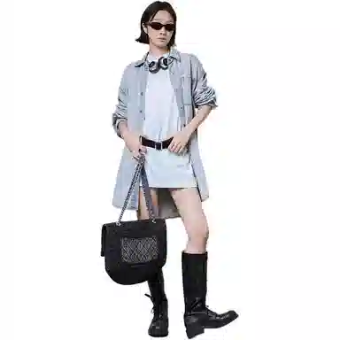 美洋 烟雾灰牛仔长绒棉衬衫 女款