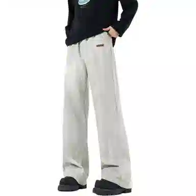 王者荣耀 美式复古水洗做旧直筒裤宽松舒适青少年高颜值休闲百搭时尚牛仔裤 标语款 男女同款