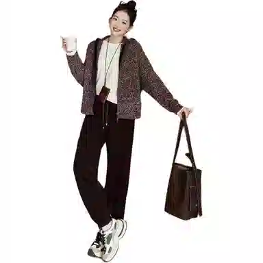 美洋 开衫花纱羊毛混纺针织衫 女款