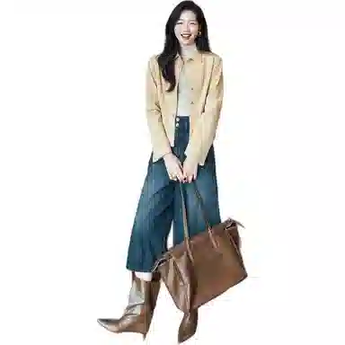 美洋 雾面肌理翻领收腰夹克 女款