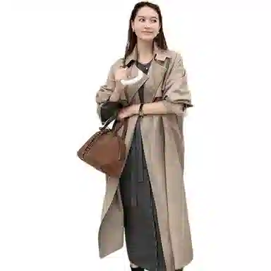 美洋 真丝羊绒混纺装饰扣长袖连衣裙 女款