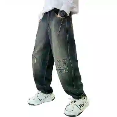 黑恐龙牛仔裤 宽松休闲时尚长裤 青少年