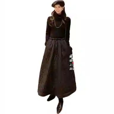 美洋 高领拼接云朵长袖连衣裙 女款