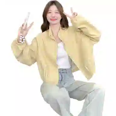 桴生 休闲时尚外搭小个子立领宽松开衫上衣夹克 女款