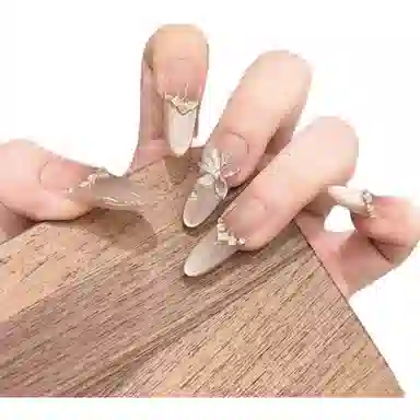 计轩 纯手工美甲穿戴甲灰棕色蝴蝶仙女猫眼爆闪轻奢显白假指甲贴片  中长款灰棕渐变 纯欲