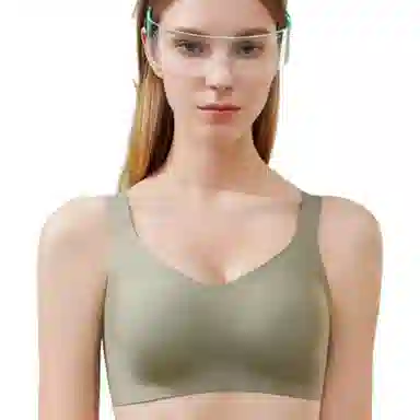 浪莎 防滑防下垂运动文胸 绿色