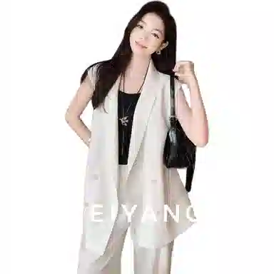 美洋 皱感肌理双排扣西装马夹马甲 女款