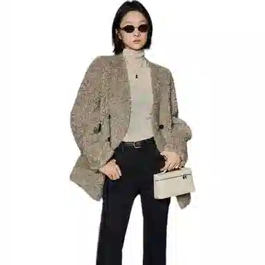 美洋 绵羊毛双排扣仿保暖大衣 女款