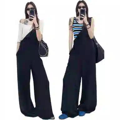 美洋 宽松简约百搭高腰长裤背带裤 女款