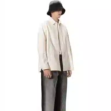 速写 纯色拼接休闲长袖衬衫 男款