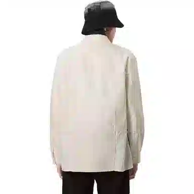 速写 纯色拼接休闲长袖衬衫 男款