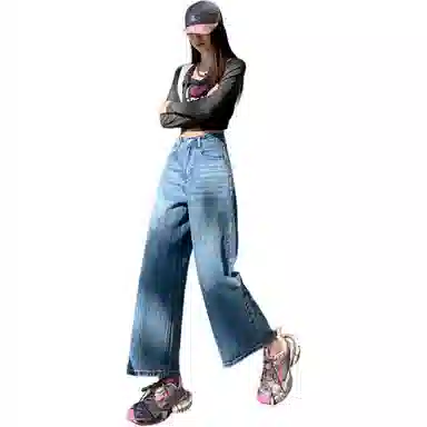 淑好百 复古宽松小个子牛仔裤 女款