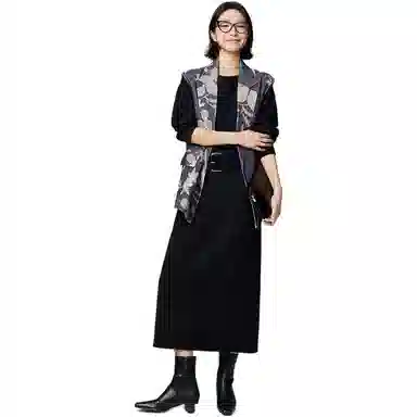 美洋 灯芯绒印花双排扣马甲 女款