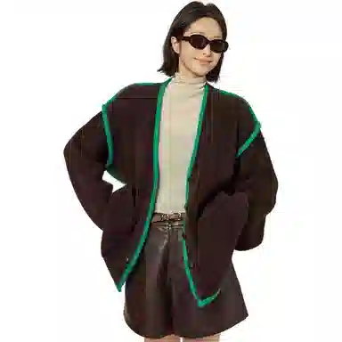 美洋 羊毛混纺复古撞色毛衣 女款