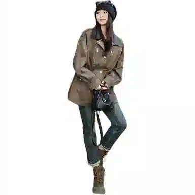 美洋 仿麂皮复古撞色夹克 女款