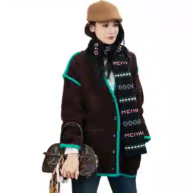 美洋 羊毛混纺复古撞色毛衣 女款