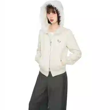 柏黛妃 简约连帽拉链舒适长袖卫衣 女款