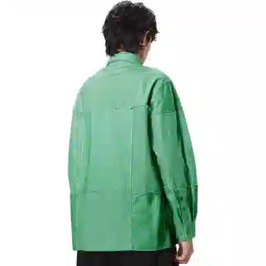 速写 纯色拼接休闲长袖衬衫 男款