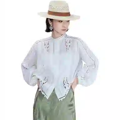 美洋 蕾丝衫立领花边衬衫 女款