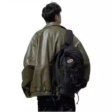 街头潮流美式复古宽松机车风外套皮衣 男女同款