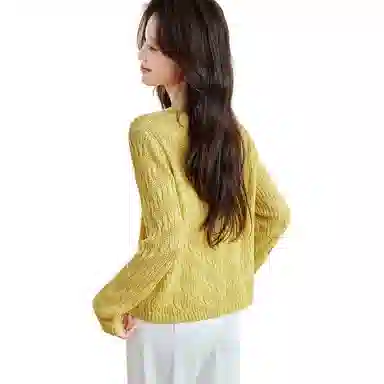 曲韩 开衫纯色常规长袖针织衫 女款