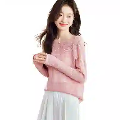曲韩 纯色常规长袖针织衫 女款