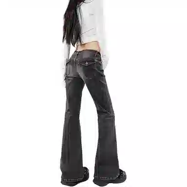 淑好百 水洗工艺低腰微喇牛仔裤 女款