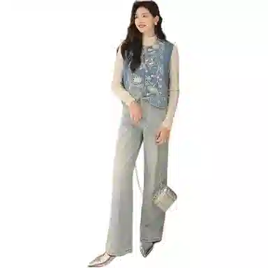 美洋 重工刺绣珠片绣新中式马甲 女款