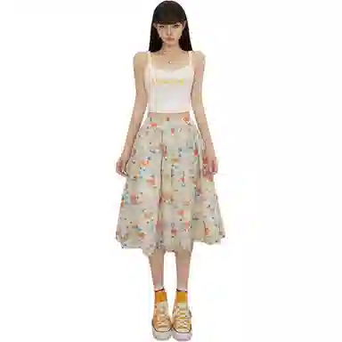 淑好百 碎花小清新宽松高腰时尚休闲长裙 女款