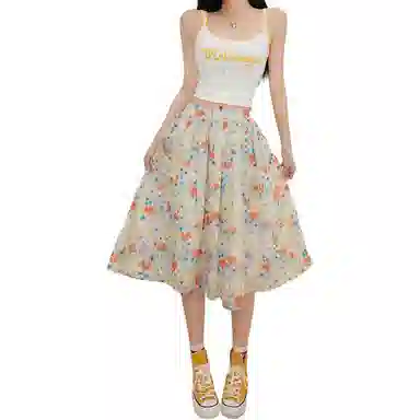 淑好百 碎花小清新宽松高腰时尚休闲长裙 女款