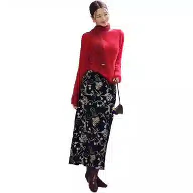 美洋 珠片绣丝绒华丽休闲长裙 女款