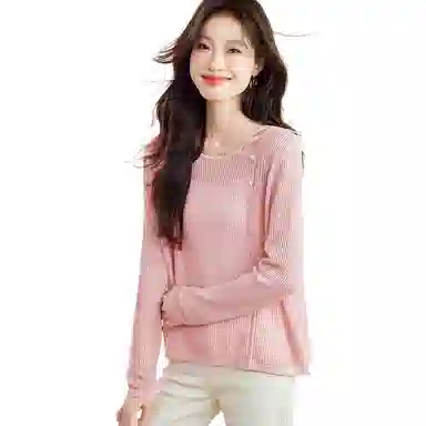 曲韩 设计感纯色常规长袖衬衫 女款