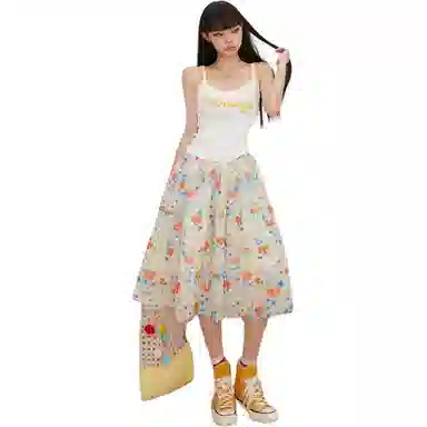 淑好百 碎花小清新宽松高腰时尚休闲长裙 女款