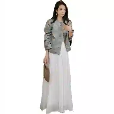 美洋 中式提花缎面绗棉夹克 女款