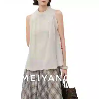 美洋 亚麻立领挖肩背心 女款