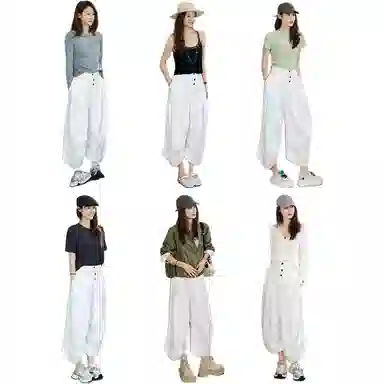 美洋 全棉斜纹砂洗卷边休闲裤 女款