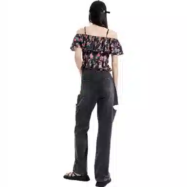 太平鸟女装 碎花荷叶边吊带 女款