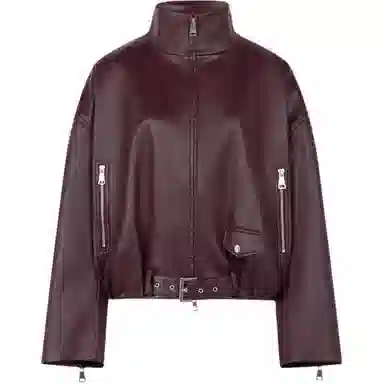 美洋 微醺立领宽松皮衣 女款