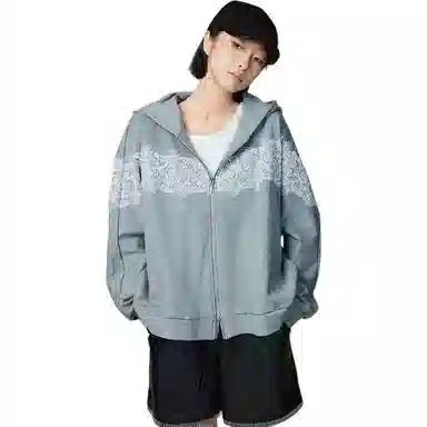 美洋 肌理银蕾丝拼接卫衣 女款