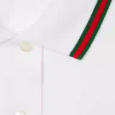 GUCCI Polka Dot Collar Polo Shirt White