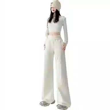 沐晓欣 糖果色腰微喇辣妹显瘦百搭拖地裤休闲裤 女款