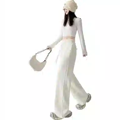 沐晓欣 糖果色腰微喇辣妹显瘦百搭拖地裤休闲裤 女款